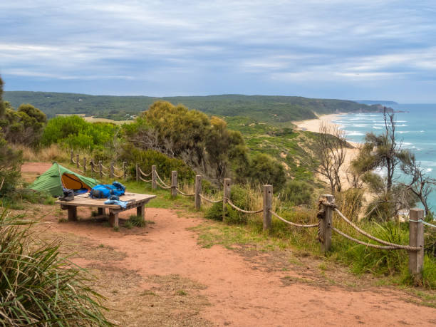 johanna beach campground - johanna - otway national park imagens e fotografias de stock