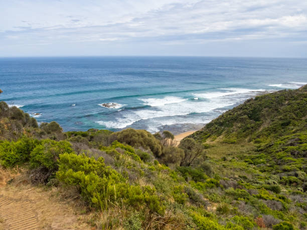 sopra wreck beach - princetown - otway national park foto e immagini stock