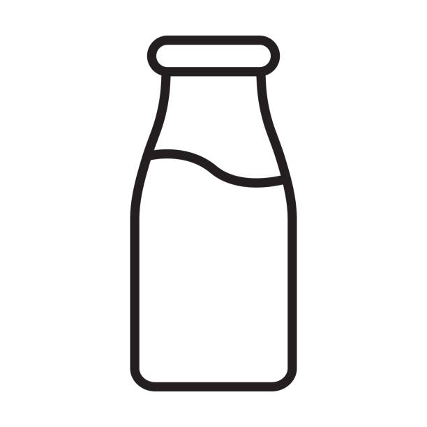 illustrazioni stock, clip art, cartoni animati e icone di tendenza di icona della bottiglia di latte per progettazione grafica, logo, sito web, social media, app mobile, interfaccia utente - milk milk bottle bottle glass