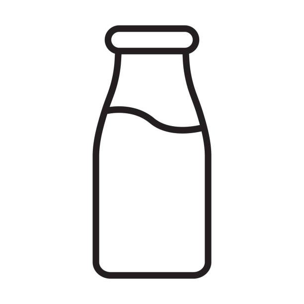 그래픽 디자인, 로고, 웹 사이트, 소셜 미디어, 모바일 앱, ui용 밀크 보틀 아이콘 - milk bottle 이미지 stock illustrations