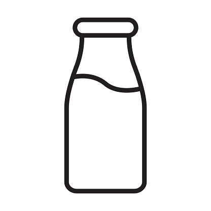 Milk bottle icon for graphic design, logo, website, social media, mobile app, UI
