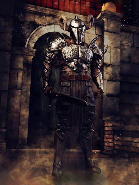istock Knight in full armor at the gate 1368155284