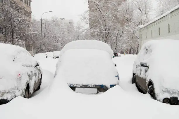 Photo of Three snow-covered cars.