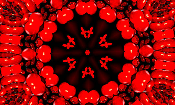 istock Vivid blood red fractal kaleidoscope, digital artwork for creative graphic design 1368164484