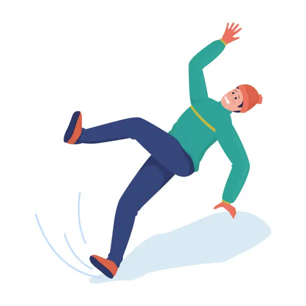 Vector illustration of Falling man semi flat color vector character