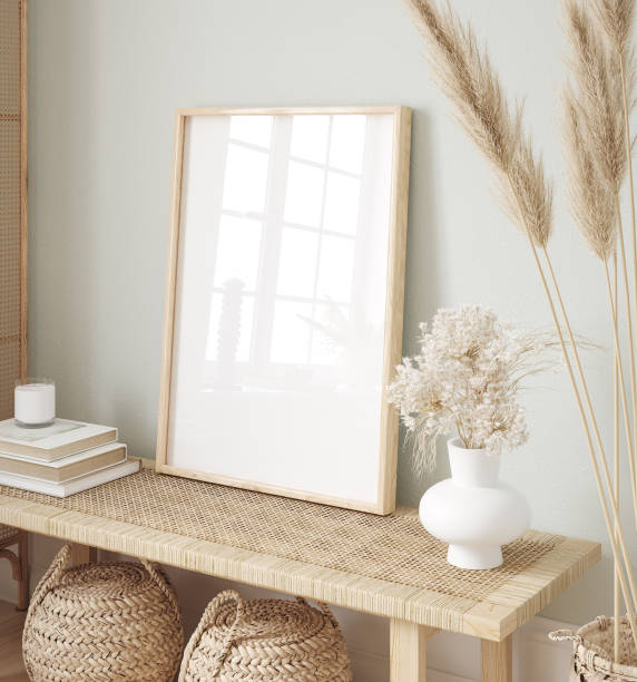 istock Mockup frame in interior background, room in light pastel colors, Scandi-Boho style 1368166697