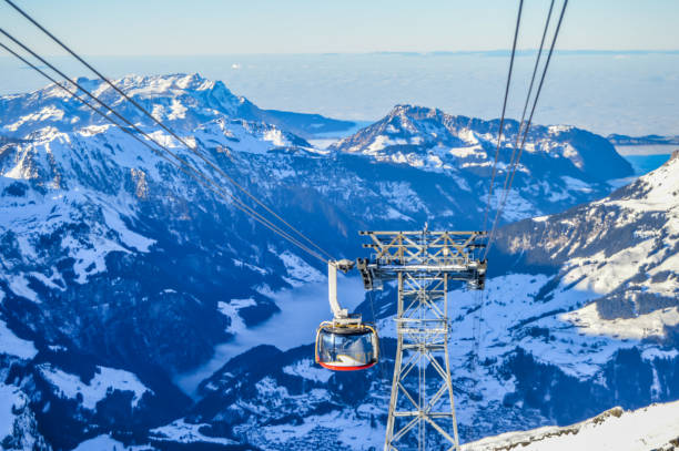 monte o monte titlis nella svizzera svizzera vicino a engelberg - european alps switzerland glacier high angle view foto e immagini stock