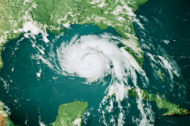 hurrikan ida 2021 topografische karte 3d-renderfarbe - hurricane stock-fotos und bilder