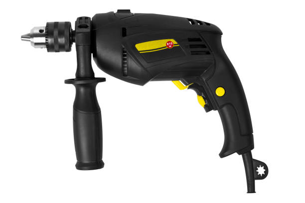 Electric drill on white background in Studio .
Electric screwdriver