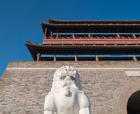 Ancient Chinese Castle an Stone Lion