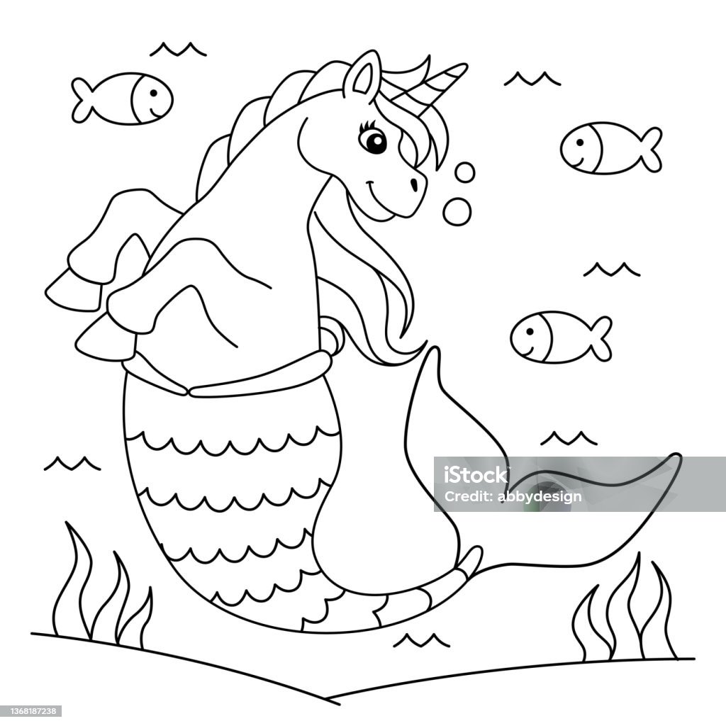 Disegno Di Sirena Unicorno Da Colorare Per Bambini - Immagini vettoriali  stock e altre immagini di Album da colorare - Album da colorare, Animale,  Arte - iStock