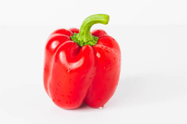 Bell peppers isolated on white background closeup