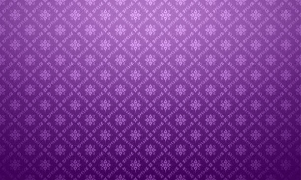 luxury thai pattern purple background vector illustration. lai thai element pattern. lilac theme - mor leylak stock illustrations