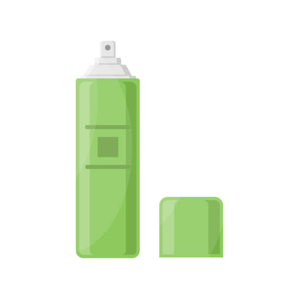 Deodorant antiperspirant spray open bottle lid vector flat illustration hygiene cosmetic product vector art illustration