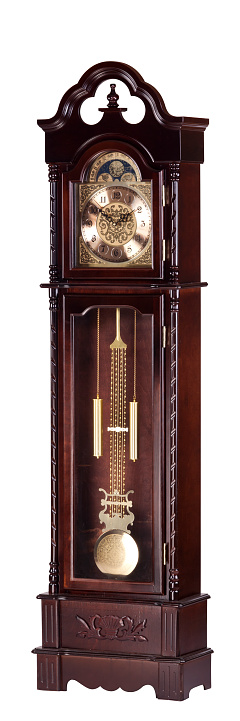 Wooden ancient clock isolated on a white background