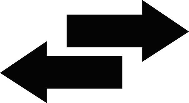 istock vector illustration of the black silhouettes of arrows indicating the right and left directions 1368194820