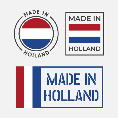 made in Netherlands labels set, Holland product emblem