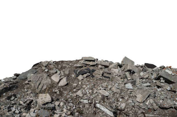 istock A pile of construction debris with concrete fragments, bricks and slabs isolated on a white background. Background. The cut object 1368195408