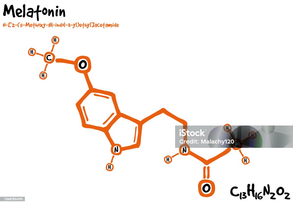 Melatonin Example Drawn Molecule And Formula Of Melatonin Stock Illustration - Download ...