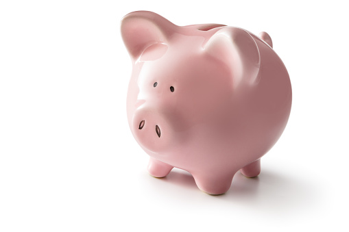 Money: Piggy Bank Isolated on White Background