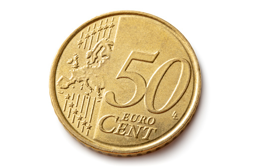50 Euro Cent, studio shot against white background