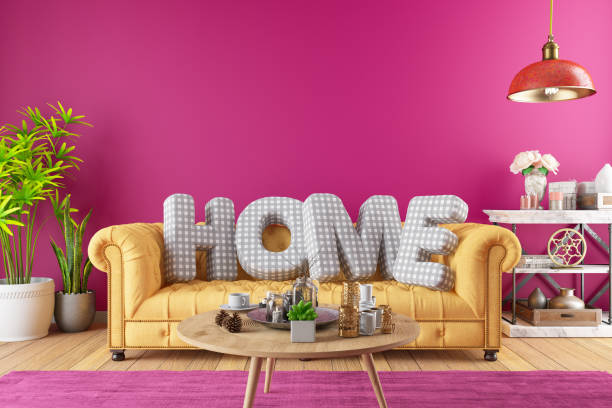 istock Pink Room with HOME Cushions 1368203112