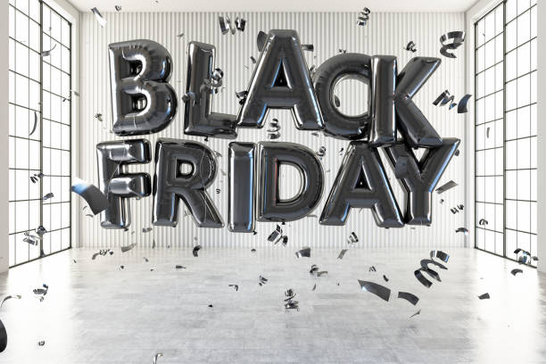 istock Black Friday Celebration with Balloons and Confetti 1368203932