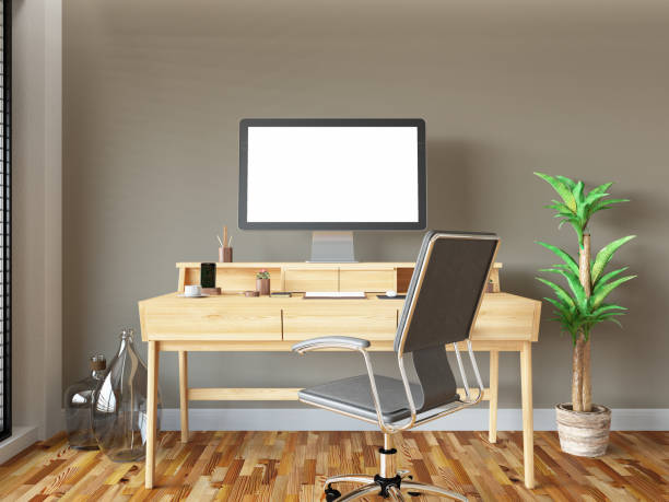 istock Modern Scandinavian Style Home Office 1368204244