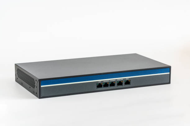 router de red aislado en blanco - wireless technology modem computer port cable fotografías e imágenes de stock