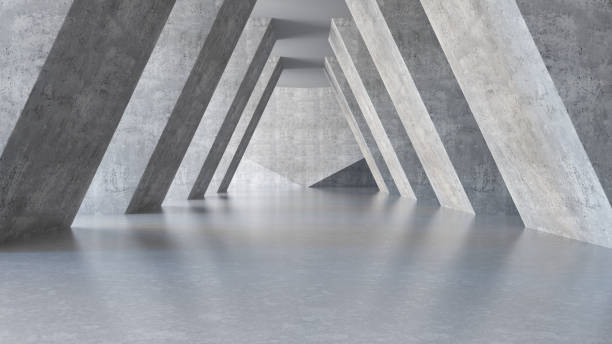 istock Abstract Interior of Modern Showroom with Empty Floor and Concrete Wall 1368204528