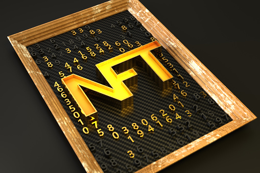 NFT Non Fungible Token Symbol on Picture Frame with Digits