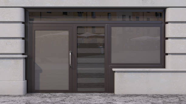 istock Store Exterior with Black Door and Windows 1368206079
