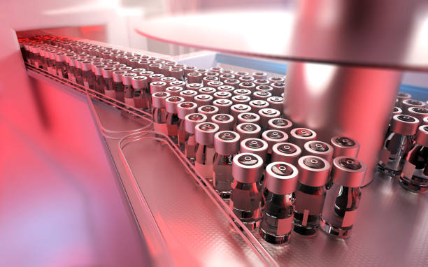 istock Pharmaceutical industry showing vaccination vials being produced 1368207737
