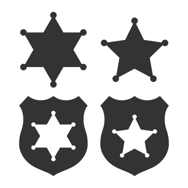 szeryf star - police badge badge police white background stock illustrations