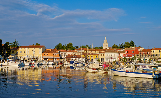 View to the fishing port of the coastal town Novigrad (Istria - Croatia).