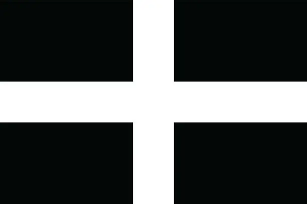 Vector illustration of British Cornish flag.