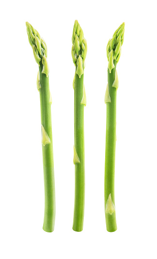 Fresh green asparagus isolated on white background. Clipping path included