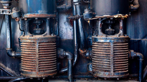 istock Steampunk style industrial mechanical train background 1368214695