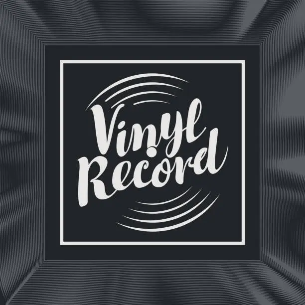 Vector illustration of music banner with square label for vinyl record