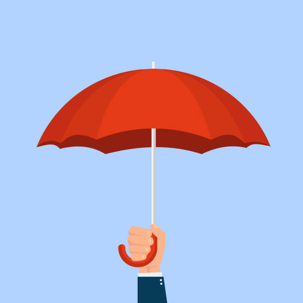 ilustraciones, imágenes clip art, dibujos animados e iconos de stock de paraguas de mano que sostienen aislado sobre fondo blanco. - umbrella