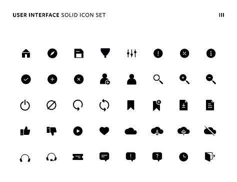 Basic User Interface Minimal Solid Icon Set