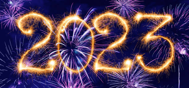 istock Sparkling New Year 2023 with fireworks 1368219270