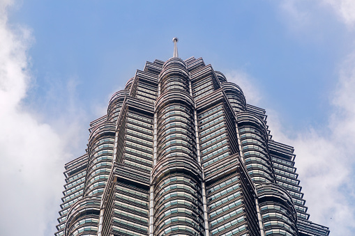 low angle of Petronas Twin Towers in kuala lumpur, Malaysia