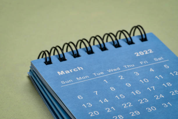istock March 2022 - spiral desktop calendar 1368220364