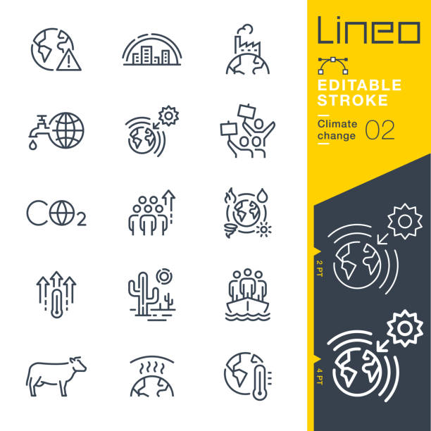 Lineo Editable Stroke - Climate change line icons Vector Icons - Adjust stroke weight - Expand to any size - Change to any colour population explosion stock illustrations
