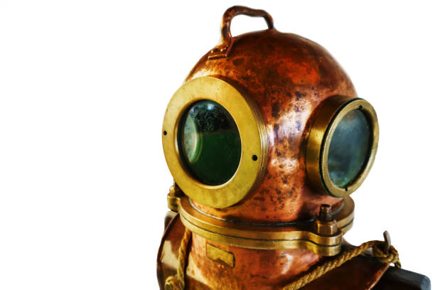 istock Vintage diving helmet on a white background. 1368224937