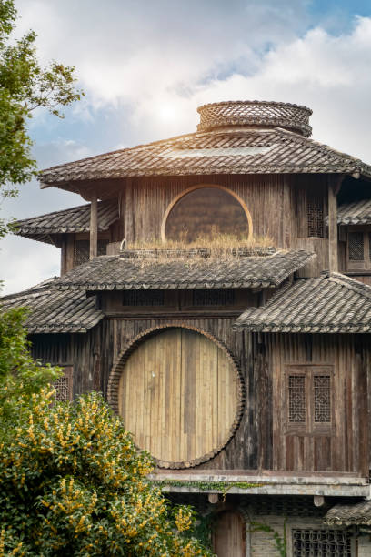 istock Japanese style wooden building 1368225120