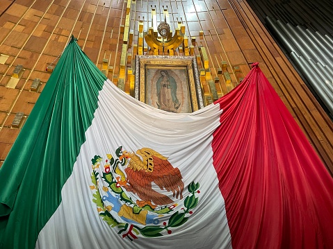 Original image of Our Lady of Guadalupe that is preserved in her sanctuary in Mexico City, the Basilica of Guadalupe, and that each year attracts millions of devoted pilgrims from all over the world, adding more than 20 million visitors a year.