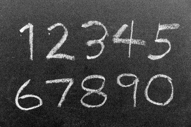 istock White color chalk hand drawing in number 0 - 9 shape on blackboard background 1368227137