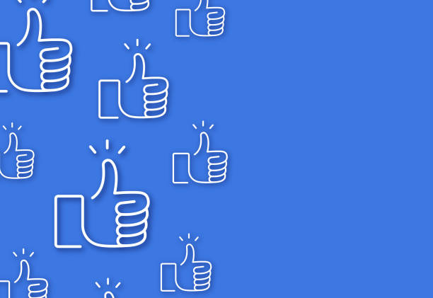 Thumbs Up Social Media Likes Review Feedback Background Thumbs up review social media like interaction line drawing background. social icons facebook stock illustrations